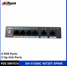 Load image into Gallery viewer, Dahua 4ch PoE Switch DH-S1500C-4ET2ET-DPWR 4CH Ethernet Switch with 250m Power Transit Distance Support PoE PoE+&amp;Hi-PoE Protocol
