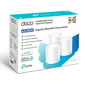 TP-Link Deco X50 (AX3000) Triple Pack With 3× Gbit Ports, Whole Home Ultra-Fast Mesh WiFi 6 System, Dead Zone Killer, AI-Driven Mesh, Seamless Roaming