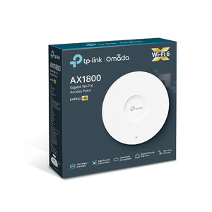 TP-Link AX1800 Ceiling Mount Dual-Band Access Point, 1x Gb RJ45 Port, 574Mbps at 2.4 GHz + 1201 Mbps at 5 GHz, 802.3at PoE and 12V DC, TP-Eap620HD-VC