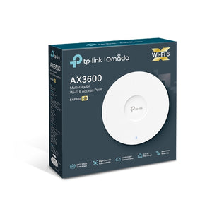 TP-Link AX3600 Ceiling Mount Dual-Band Access Point, 1×2.5Gbps RJ45 Port, 1148Mbps at 2.4GHz + 2402Mbps at 5GHz, 1000+ clients, 802.3at POE + 12V DC