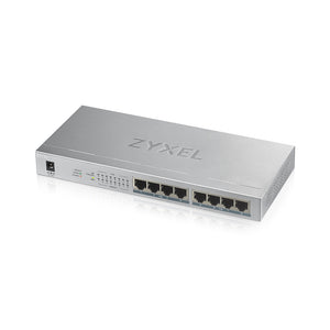 Zyxel GS1008-HP 8-Port Gigabit PoE+ Unmanaged Switch - featurin 8 x GbE (10/100/1000Mbps) Ethernet ports, 8x PoE+ ports, 60W PoE budget, Auto-MDI/MDIX