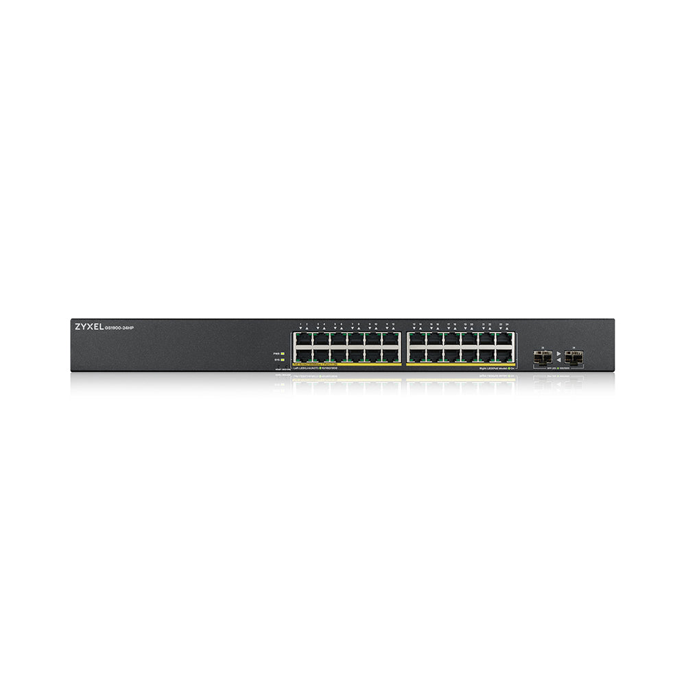 Zyxel GS1900-24HP Switch 24-Port (Gbit/PoE), Smart Managed, fanless design and full IPv6 support ensure your network to be ready for future expansions