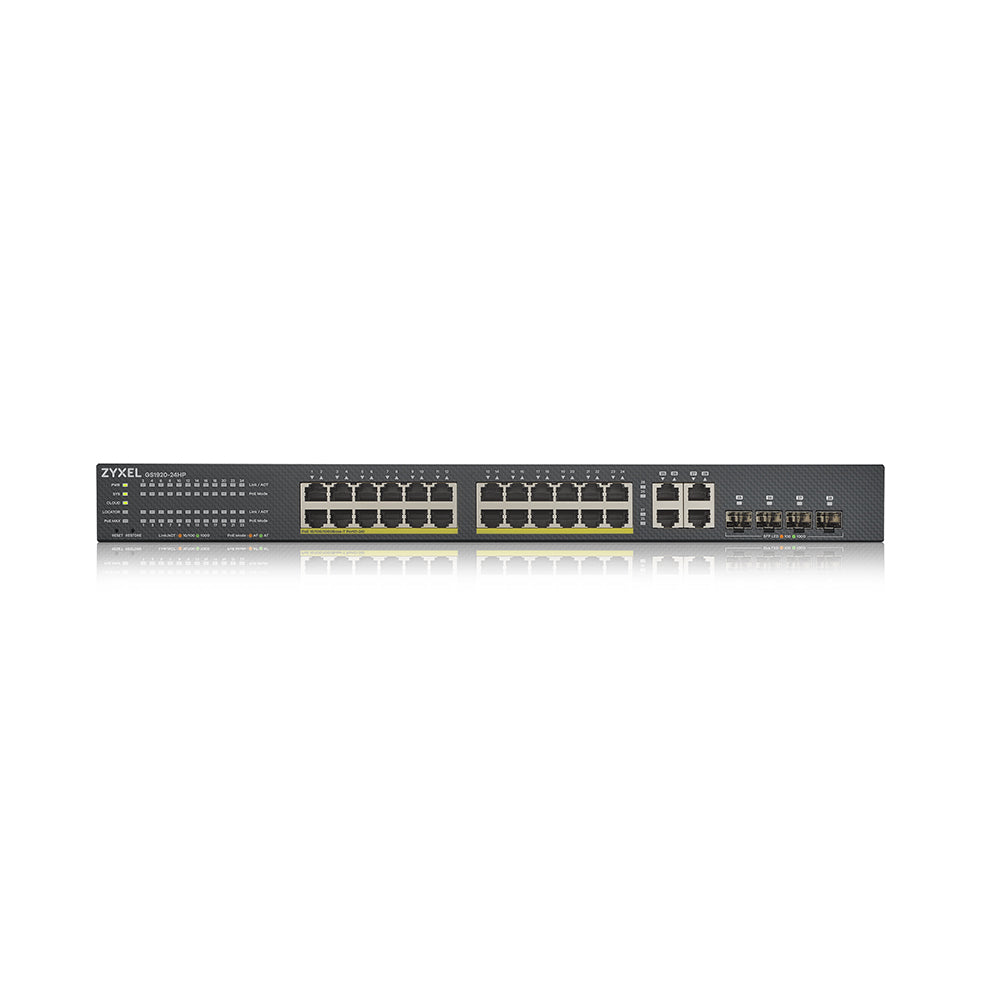 Zyxel Smart Managed 24-Port Switch - GS1920-24HPV2 - 24-Port Gbit/PoE - Whisper-quiet Operation, LED Indicators, Power more Devices, Zyxel ONE Network