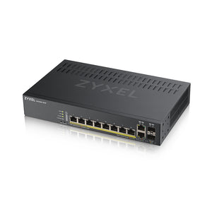 Zyxel GS1920-8HPv2 Web Managed 8-Port PoE Switch - Fast Data Transfer, Easy Setup - 8 x 10/1000Mbps - 2 x Gigabit Combo (RJ45 / SFP) - 130W PoE Budget
