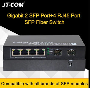 Gigabit Network SFP Fiber Switch 1000Mbps SFP Media Converter 2 SFP Fiber Port and 4 RJ45 Port 2G2/4E Fiber Ethernet Switch