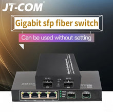 Load image into Gallery viewer, Gigabit Network SFP Fiber Switch 1000Mbps SFP Media Converter 2 SFP Fiber Port and 4 RJ45 Port 2G2/4E Fiber Ethernet Switch
