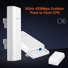 Load image into Gallery viewer, Tenda O6 10KM 5GHz 11ac 867Mbps Outdoor CPE Wireless Bridge WiFi Repeater Extender AP Access Point Bridge POE 1* 10/100 / 1000BaseTX interface
