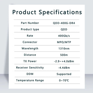 Fiber Optic Transceivers QDD-400G-DR4 Transceiver SMF 500M 400g qsfp-dd 1310nm optical connector module MPO/MTP for Finisar