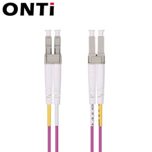 Load image into Gallery viewer, ONTi OM4 10 Gigabit Multimode Fiber Optic Patch Cord 1-100m 50/125 2.00mm 10/40/100Gbps 2 core Duplex Fiber Jumper Pigtail LC/UPC, LC-LC
