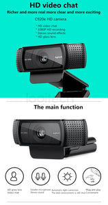 Logitech HD Pro Webcam C920e, Widescreen Video Chat Recording USB Smart 1080p Autofocus Camera Full HD, C920 upgrade version