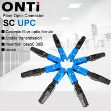 Load image into Gallery viewer, ONTi 50-400pcs Embedded SC UPC Fiber Optic Fast Connector FTTH Single Mode Optical Quick Connector SC Adapter Field Assembly
