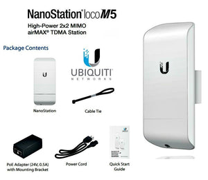 Ubiquiti NanoStation LocoM5 5GHz Wireless Network Bridge airMax 13dBi CPE Within 2 KM 1 piece (Only one - Must be used with two)