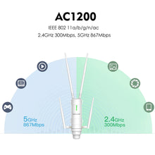 Load image into Gallery viewer, Wavlink High Power AC1200/600/300 Outdoor Repeater AP WiFi Router Dual Dand 2.4G+5Ghz Long Range Extender
