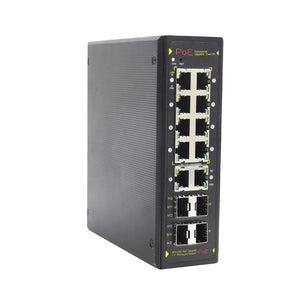ONV Full Gigabit 14-port L2+ Managed industrial PoE switch, 10x 10/100/1000Base-T Ports + 4 (100/1000M) SFP ports, 28Gbps Switching