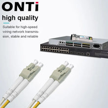 Load image into Gallery viewer, ONTi OM4 10 Gigabit Multimode Fiber Optic Patch Cord 1-100m 50/125 2.00mm 10/40/100Gbps 2 core Duplex Fiber Jumper Pigtail LC/UPC, LC-LC
