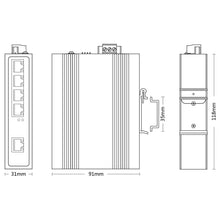 Load image into Gallery viewer, keepLiNK KP-9000-45-5TP Industrial 5Port Gigabit Ethernet Switch with 4*PoE and 1*RJ45 Uplink IP40 DIN-Rail Unmanaged Plug&amp;Play
