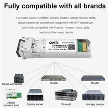 Load image into Gallery viewer, ONTi 10Gb SFP+ Module Multimode 300m MM Duplex SFP+ Transceiver LC Optical Connector SFP-10G-SR Compatible with Cisco Mikrotik Switch
