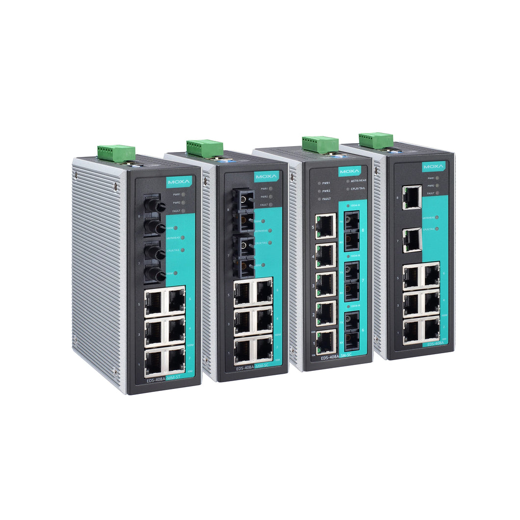 Moxa EDS-408A-SS-SC-T Entry-level managed Ethernet switch with 6*10/100BaseT(X) port, 2*100BaseFX single-mode port with SC connectors