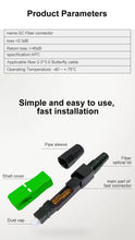 Load image into Gallery viewer, ONTi 50-400pcs SC APC Fiber Optic Fast Connector Single Mode Fiber Optic Adapter FTTH Fiber Quick Connector Field Assembly
