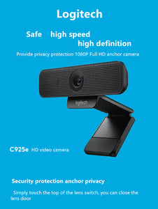 Logitech C925e 1080p Webcam Autofocus USB Cam with HD Video and Built-In Stereo Microphones Professional Wide Angle Cam