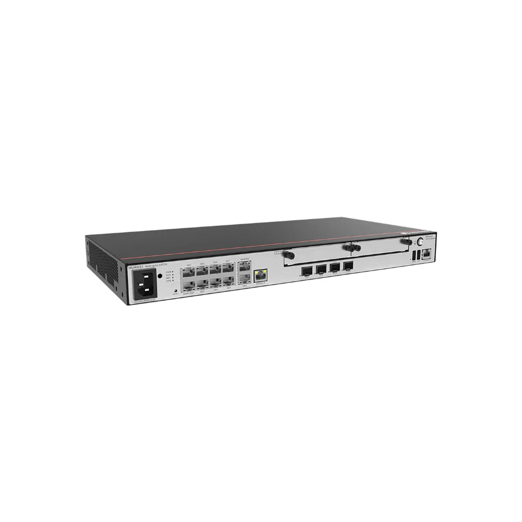 Huawei Enterprise Router AR730 with 2 GE Combo WAN, 1x10GE(SFP+) WAN, 8 GE LAN, 1 GE combo LAN, 2xUSB, 2xSIC, up to 700 users, forwarding 4Gbps AR730