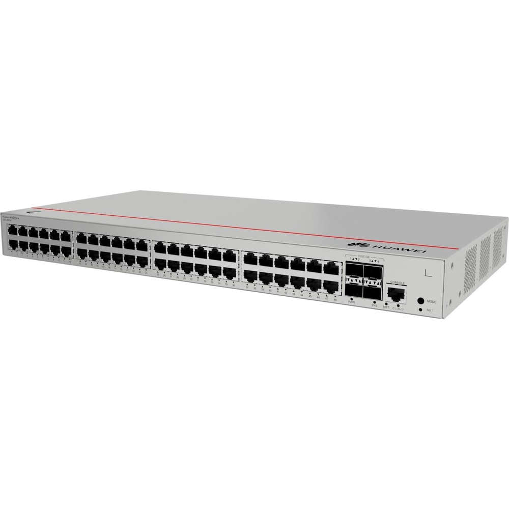 Huawei S310-48T4X Layer 2+ Managed Switch, featuring 48 x 10/100/1000BASE-T ports, 4 x 10GE SFP+ ports, built-in AC power, with Four 10GE SFP+ ports