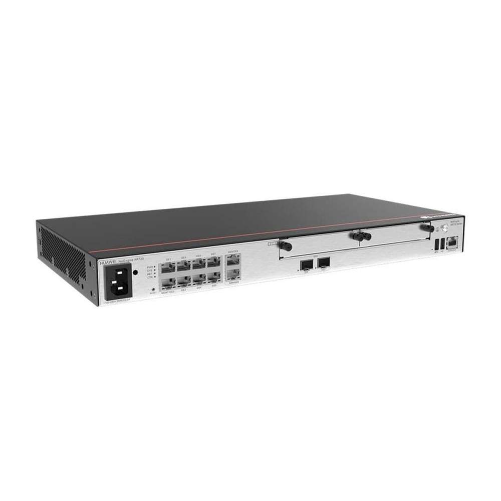 Huawei Enterprise Router AR720 2 x GE combo WAN, 8 x GE LAN, 2 x USB, 2 x SIC, up to1200 users, forwarding performance 9 Mpps to 25 Mpps