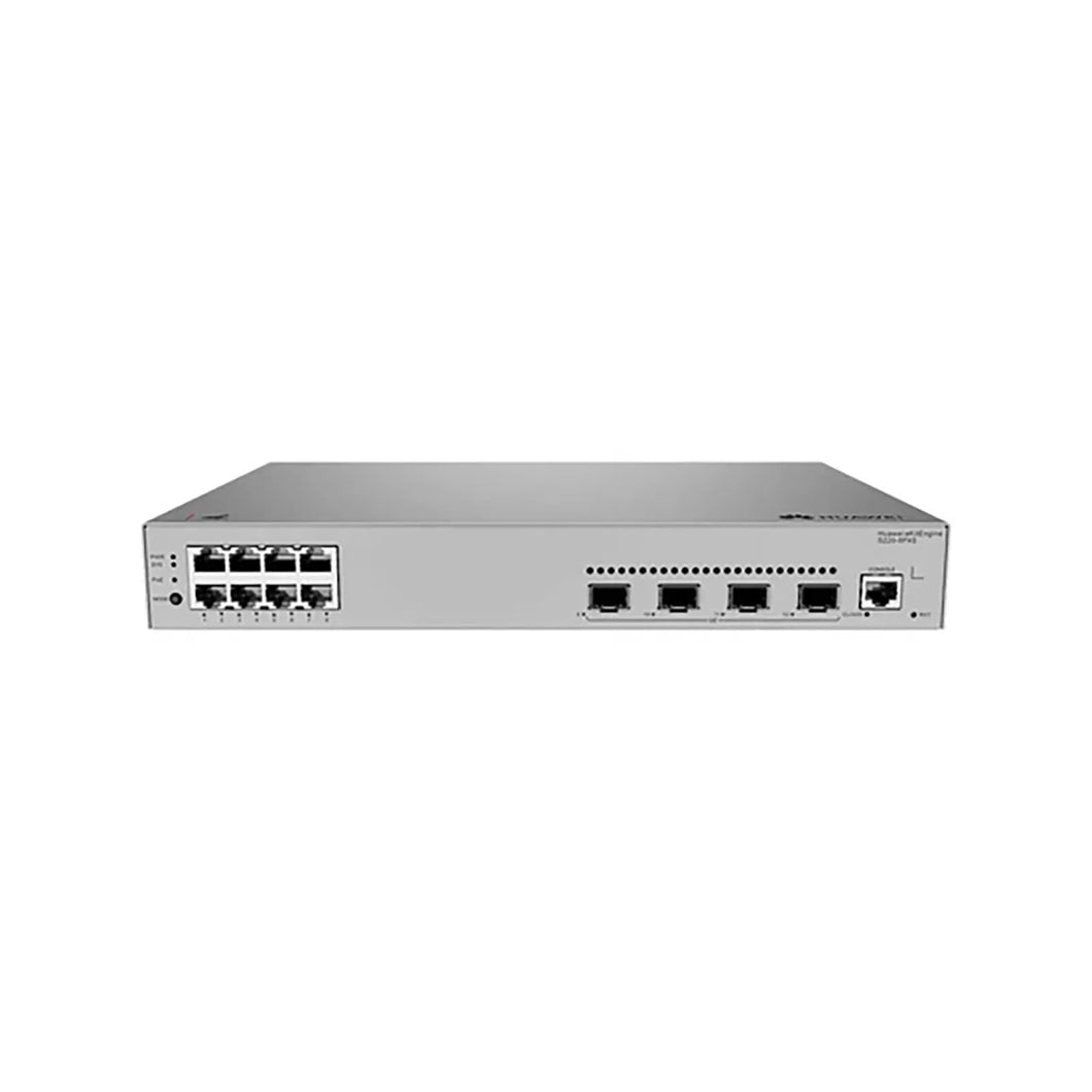 Huawei eKit S220-8P4S Layer 2 Managed Switch, 8 x 10/100/1000BASE-T(125W POE+) ports, 4 x 1GE SFP ports, 24Gbit/s switching, AC-in jack, Rack mounting