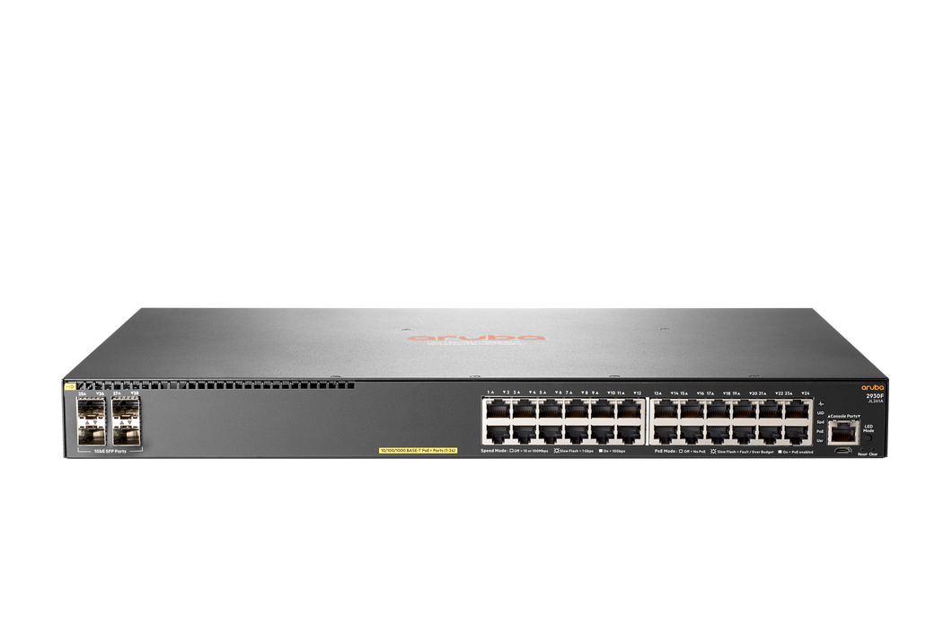 HPE Aruba 2930F 24-port Gigabit Ethernet (10/100/1000) PoE+ Managed Layer 3 Switch with 4x SFP ports 56 Gbit/s switching JL261A