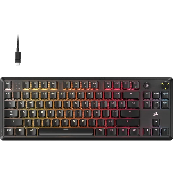 CORSAIR K70 Core TKL RGB Mechanical Gaming Keyboard - Corsair MLX Red v2 Linear Switches - Sound Dampening - Rotary Dial