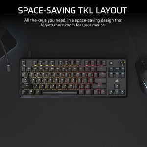 CORSAIR K70 Core TKL RGB Mechanical Gaming Keyboard - Corsair MLX Red v2 Linear Switches - Sound Dampening - Rotary Dial