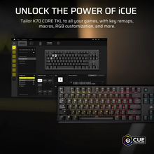 Load image into Gallery viewer, CORSAIR K70 Core TKL RGB Mechanical Gaming Keyboard - Corsair MLX Red v2 Linear Switches - Sound Dampening - Rotary Dial
