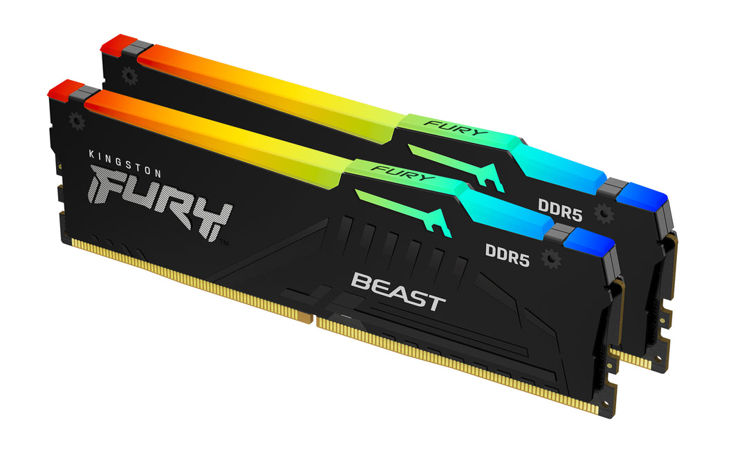 Kingston 64Gb 5200Mt/S Ddr5 Cl36 Dimm (Kit Of 2) Fury Beast Rgb Expo Memory Module KF552C36BBEAK2-64