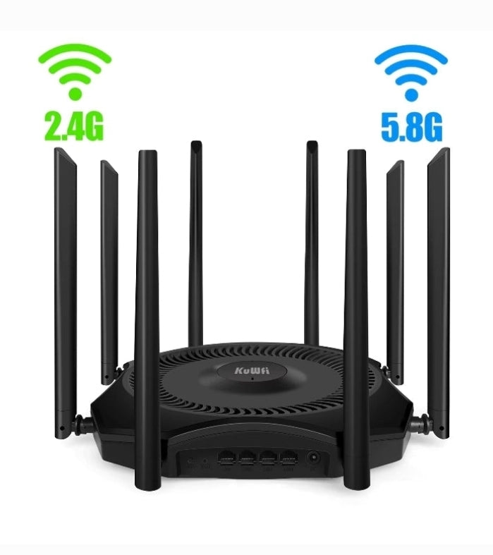 Wxternal Router KuWFi 1200Mbps AP Router 11ac 2.4G 5G Dual Band WiFi External Antennas ...