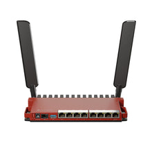 Load image into Gallery viewer, MikroTik L009UiGS-2HaxD, 8x Gb LAN, 1x 2.5 Gb SFP port, 2.4 GHz 802.11b/g/n/ax dual-chain wireless, 4dBi 2.4GHz external antennas, USB, desktop case
