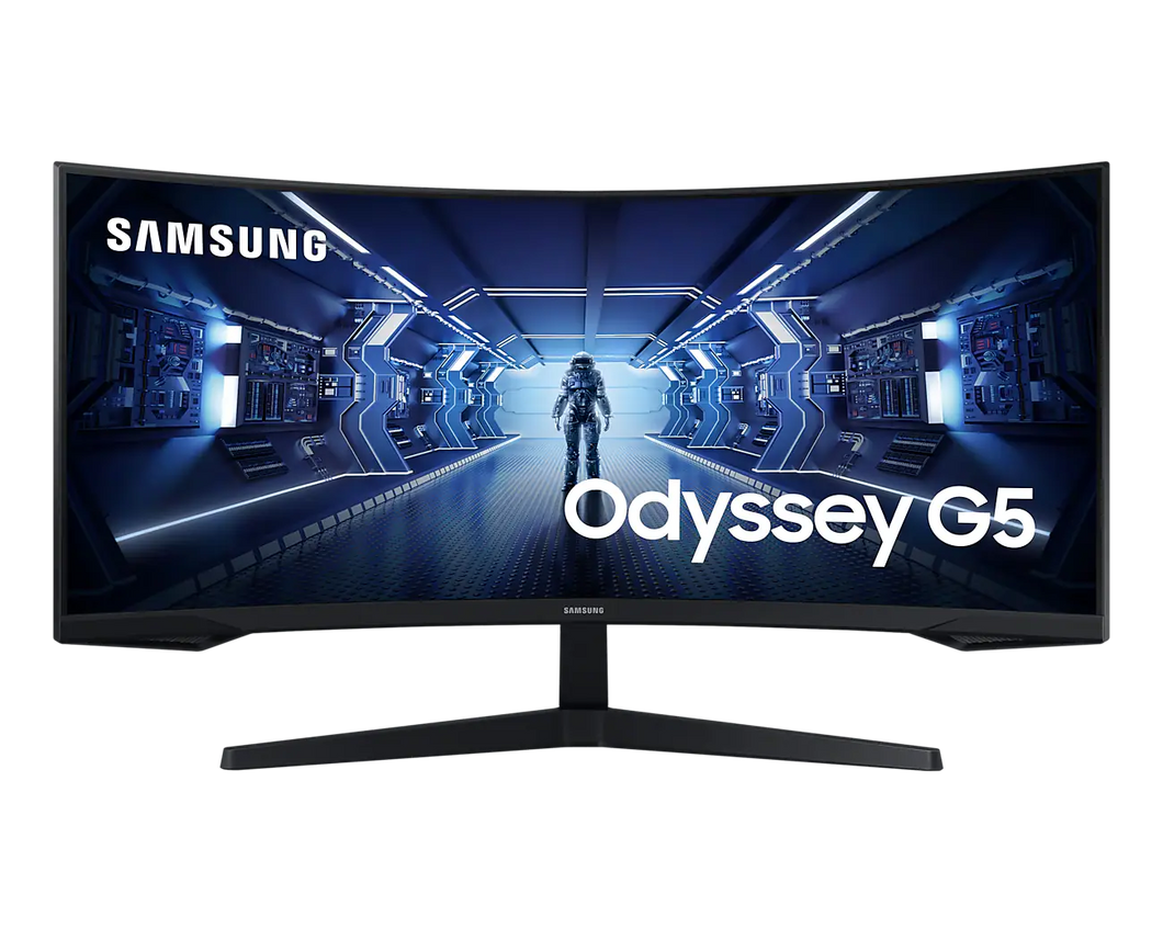 Samsung Odyssey G55T Gaming 34in Monitor, 1000r Borderless, 3440x1440 (UWQHD) Resolution 165hz Hdmi, Dp Cable, power Supply Cable LC34G55TWWPXEN