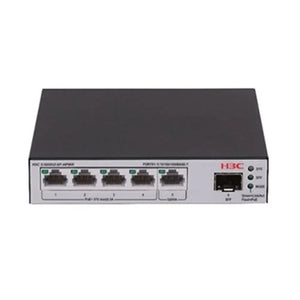 H3C S1600V2-6P-HPWR L2 Ethernet Switch with 5x 10/100/1000 BASE-T Ports (4x PoE+ Ports) and 1x 1G SFP Port, 73W PoE+ Capacity, AC Power Supply