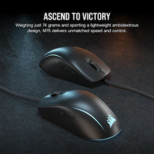 Load image into Gallery viewer, Corsair M75 Lightweight RGB Gaming Mouse; Black; 26000 DPI
