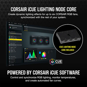 Corsair CO-9050111-WW SP140 RGB ELITE; 140mm RGB LED Fan with AirGuide Technology; Dual Pack with Lighting Node CORE, Low-Noise, High-Performance