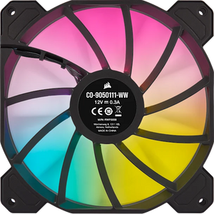 Corsair CO-9050111-WW SP140 RGB ELITE; 140mm RGB LED Fan with AirGuide Technology; Dual Pack with Lighting Node CORE, Low-Noise, High-Performance