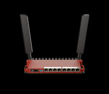 Load image into Gallery viewer, MikroTik L009UiGS-2HaxD, 8x Gb LAN, 1x 2.5 Gb SFP port, 2.4 GHz 802.11b/g/n/ax dual-chain wireless, 4dBi 2.4GHz external antennas, USB, desktop case
