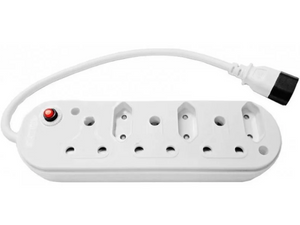 Acconet 6-Way Multiplug with 3x 16A SA and 3x 5A 2 Pin Sockets, Black | AC-MPLUG-IEC-6-B