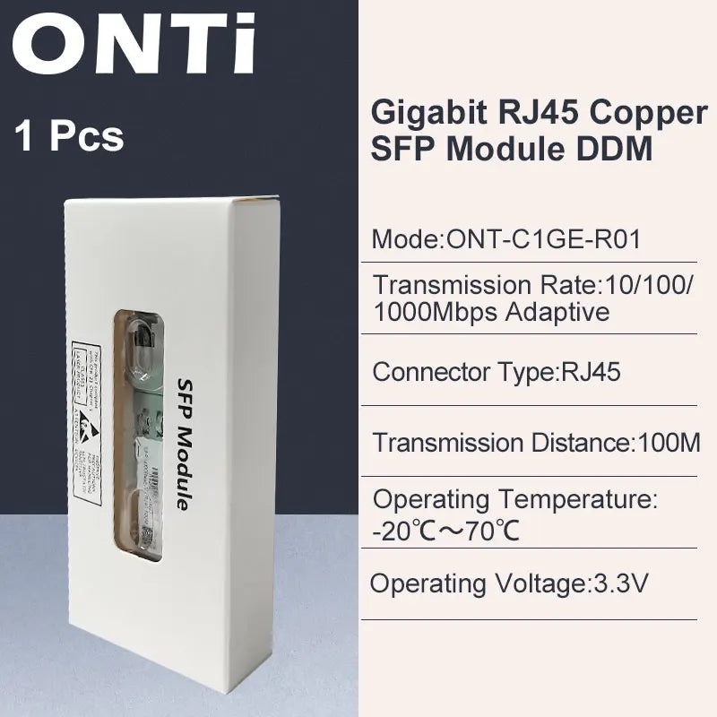 ONTi Gigabit RJ45 SFP Module 1000Mbps SFP Copper RJ45 SFP Transceiver Module Compatible for Cisco/Mikrotik Ethernet Switch