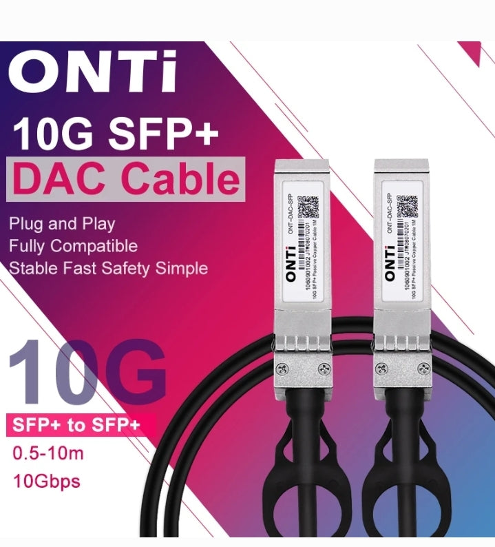 ONTi 10G SFP+ Twinax Cable, Direct Attach Copper(DAC) Passive Cable, 0.5-7M, for Cisco, Huawei, MikroTik, HP, Intel...Etc Switches
