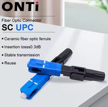 Load image into Gallery viewer, ONTi 50-400pcs Embedded SC UPC Fiber Optic Fast Connector FTTH Single Mode Optical Quick Connector SC Adapter Field Assembly
