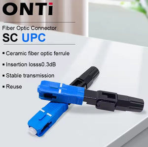 ONTi 50-400pcs Embedded SC UPC Fiber Optic Fast Connector FTTH Single Mode Optical Quick Connector SC Adapter Field Assembly