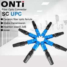 Load image into Gallery viewer, ONTi 50-400pcs Embedded SC UPC Fiber Optic Fast Connector FTTH Single Mode Optical Quick Connector SC Adapter Field Assembly
