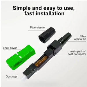 ONTi 50-400pcs SC APC Fiber Optic Fast Connector Single Mode Fiber Optic Adapter FTTH Fiber Quick Connector Field Assembly