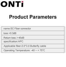 Load image into Gallery viewer, ONTi 50-400pcs SC APC Fiber Optic Fast Connector Single Mode Fiber Optic Adapter FTTH Fiber Quick Connector Field Assembly
