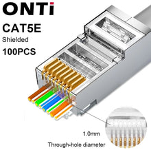 Load image into Gallery viewer, ONTi RJ45 Cat7/6/6A/5E Connector, RJ45 Crimper Tool Pass Through Crimp with Replacement Blade Ethernet Cable Stripper
